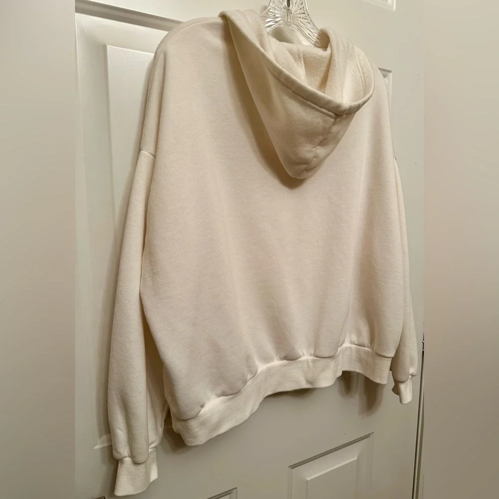 Women’s Eggshell Quarter-Zip Hoodie Sweatshirt Size Large - Picture 4 of 5